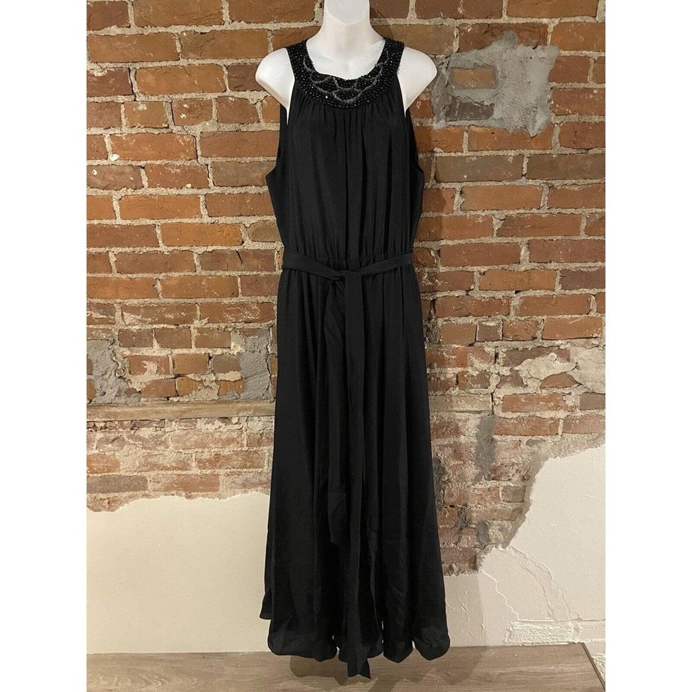 Soft Surroundings Black Beaded Collar Sleeveless Maxi Dress